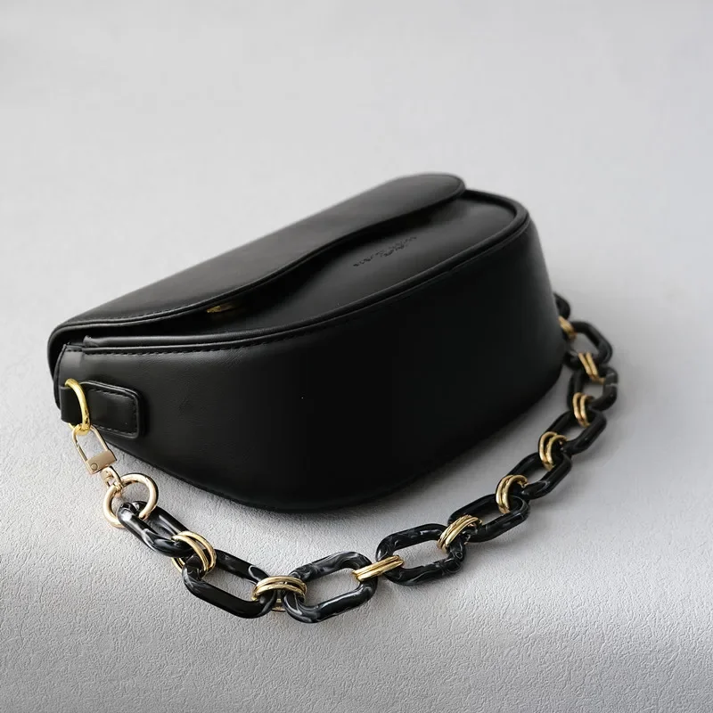 New Fashion Woman Bag Strap Accessory Detachable Replacement Chain Black Solid Acrylic Luxury Strap Women Shoulder Handle Chains