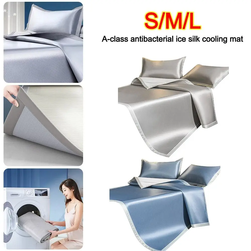 

Breathable Cooling Mattress Comfortable Skin-friendly Ice Silk Bed Mat Pad Washable Soft Summer Sleeping Mat For Adult Kids