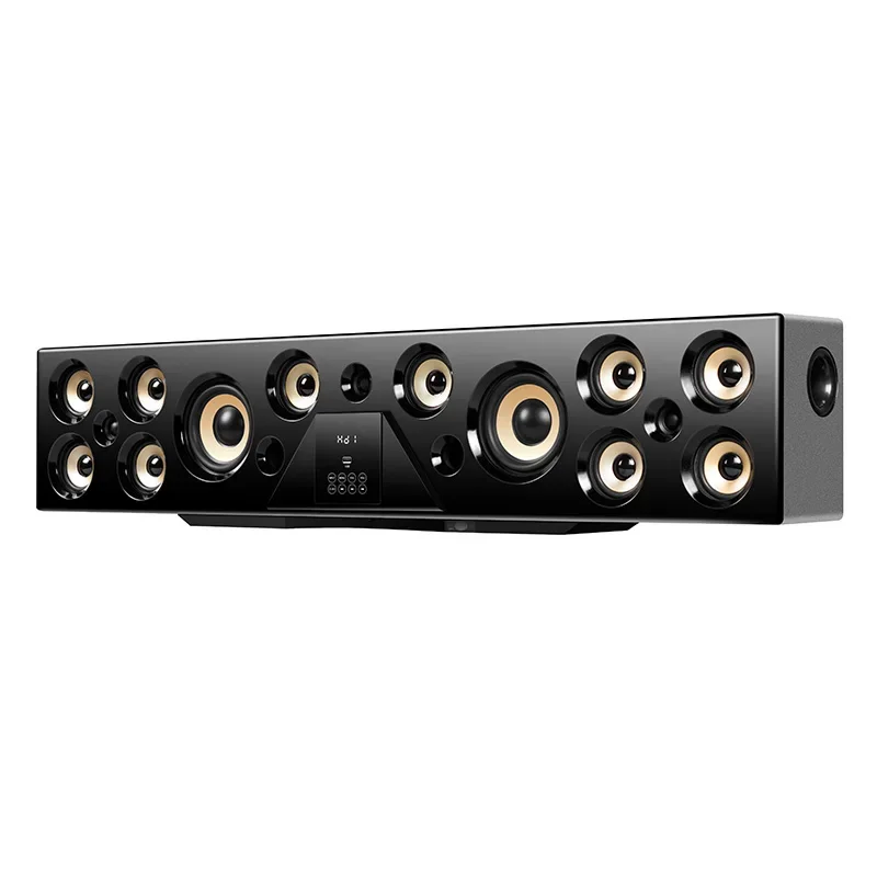 5.1ch Wireless Home Theater System Speaker 200W Soundbar Built-in Subwoofer USB AUX Function Wood Material