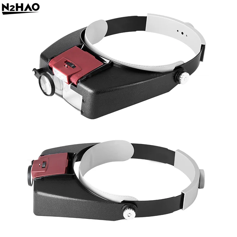 Okulary powiększające z pałąkiem na głowę 10X, regulowany rozmiar, lupa LED do czytania, okulary powiększające Optivisor z podświetleniem