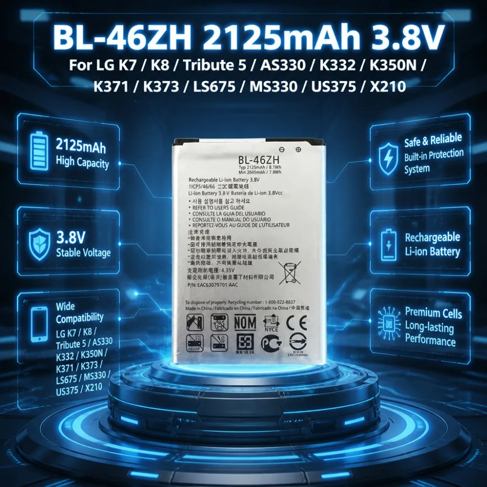 

BL-46ZH 2125mAh Battery For LG K7 K8 Tribute 5 AS330 K332 K350N K371 K373 LS675 MS330 US375 X210 Replacement Battery