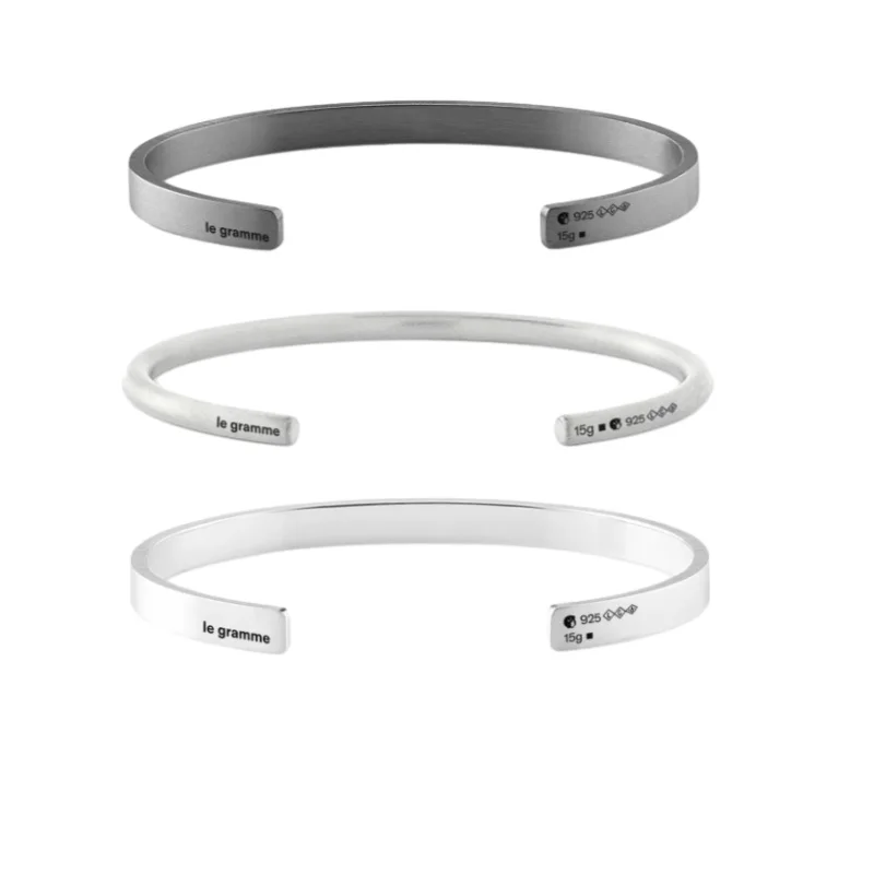 Luxury Jewelry Brand Le Gramme Brushed Bracelet 925 Sterling Silver Women Open Bracelet Fit Stacking Party Gift Free Shipping