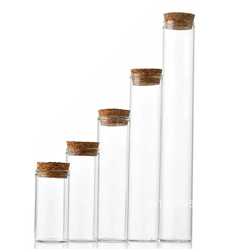 Cork Stopper Dragees Jars Bottles 12ml/15ml/20ml/30ml/40ml/50ml/55ml/60ml/80ml/100ml Small Glass Test Tube with Cork 20 pieces