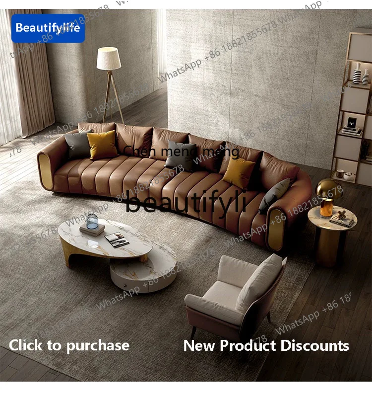 

178CC Italian light luxury rock slab coffee table creative designer living room oval coffee table combination