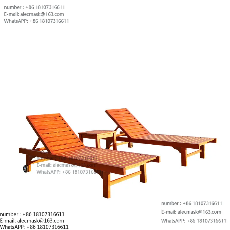 

Outdoor Solid Wood Lounger Waterproof Sunscreen Hotel B & B Villa Beach Balcony Lounger Outdoor Leisure Pool Lounger
