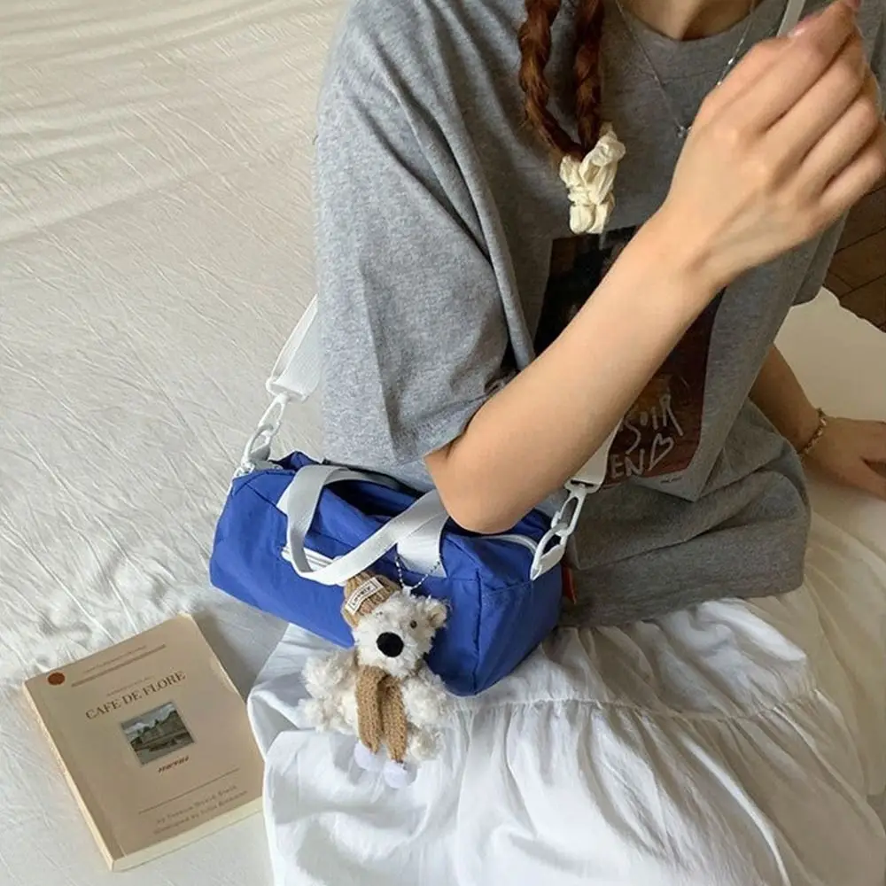 

Портативная однотонная легкая сумка через плечо в корейском стиле из нейлона, повседневная, с регулируемым ремнем, женская сумка для активного отдыха