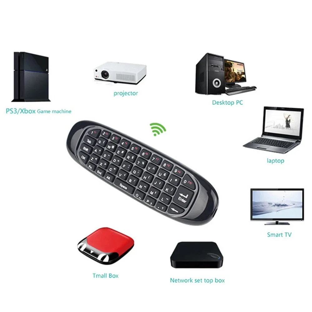 C120 RGB Backlight Fly Air Mouse Gyro Sensor Wireless 2.4G RF Keyboard Remote Control For Android Smart TV Box