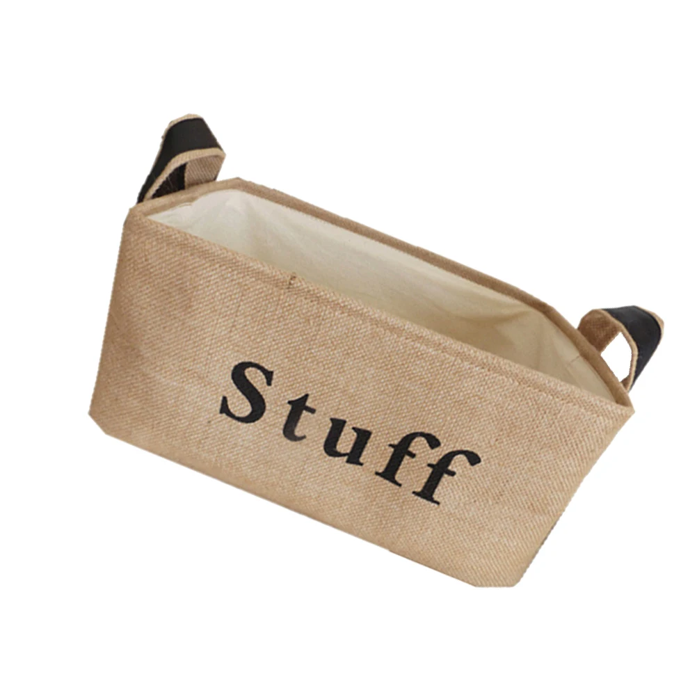 

Storage Basket Organizer Collapsible Jute Bin Compact Eco-Friendly Natural Handles Easy Carrying Vintage for Kids