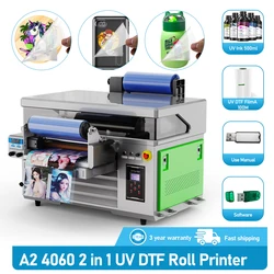 A2 40*60CM UV Printer with Dual XP600 Head UV Flatbed Printer UV Printer White Ink Stir UV DTF Film Roll Printer For Metal Glass