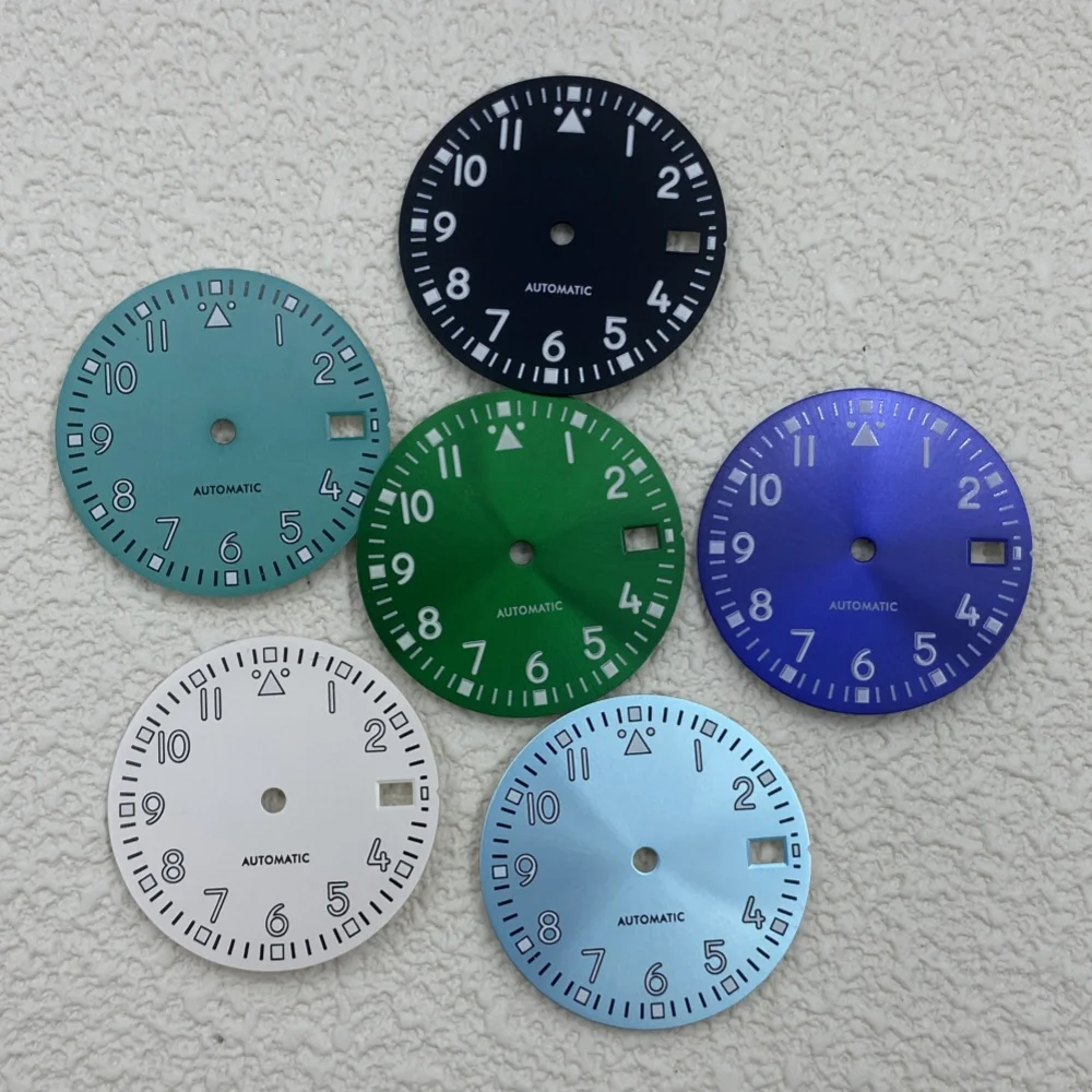 

28.5mm S Dial Retro Digital dial Green Luminous dial literal watch accessory fits NH35 movement