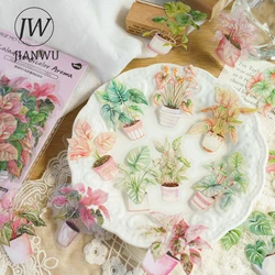 JIANWU 30Sheets Plant Collection Office Series Vintage Flower Material Decor PET Sticker Creative DIY Journal Collage Stationery