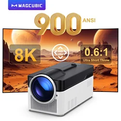 Projetor Magcubic Ultra Short Throw HY450 com deslocamento automático 8K 4K 1080P 900ANSI BT5.4 Foco eletrônico WiFi6 AllwinnerH716 Voz