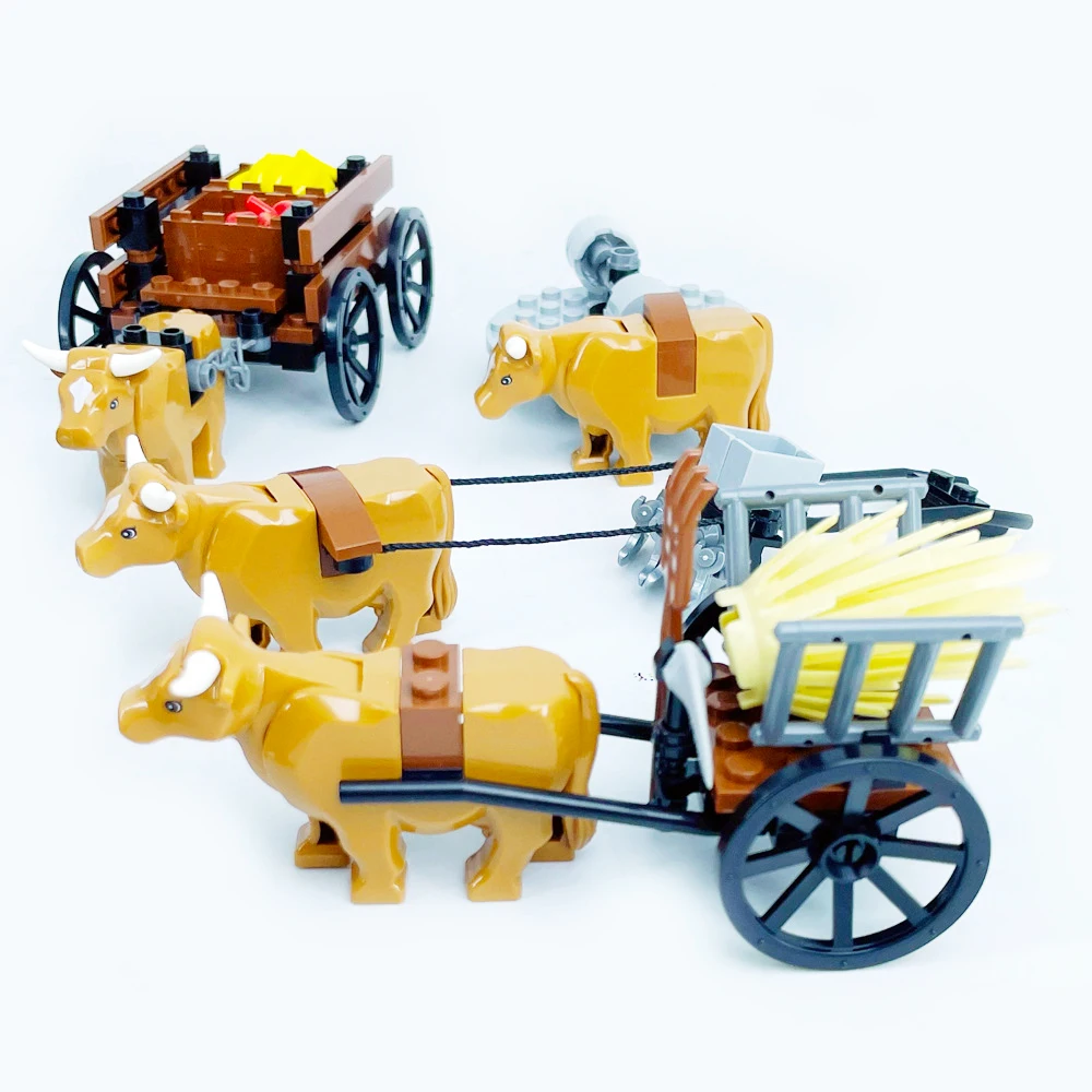 MOC Farm Animals Building Blocks City Street View ChickenCoop Flowers Vegetable Garden Animal Scene Assembly Block Toys