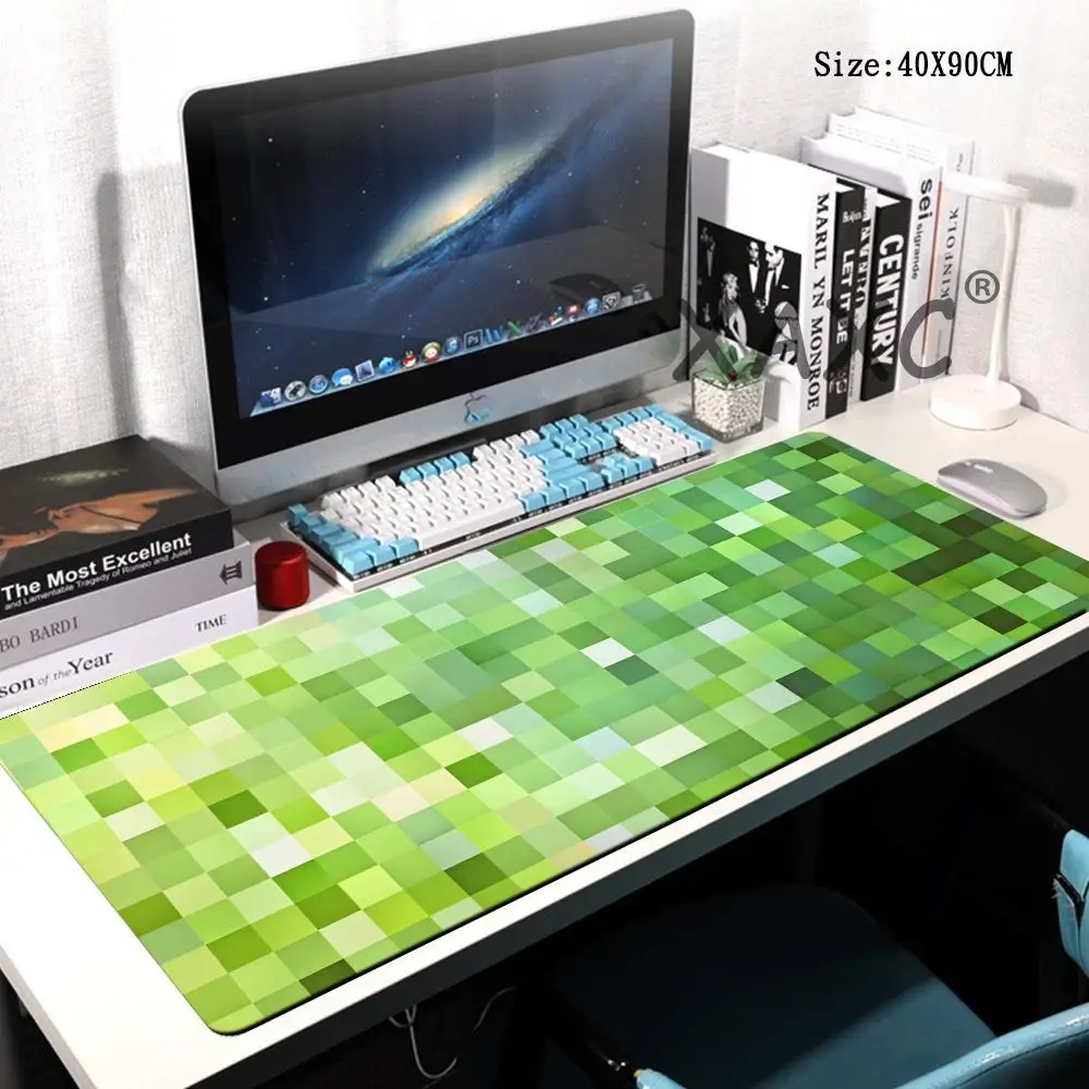 HYBXAXC Green Pixel Squares MousePad Rubber Anti-slip PC Desk Accessories Mousepad for Offices and Gamer Keyboard Mats Decor Mat