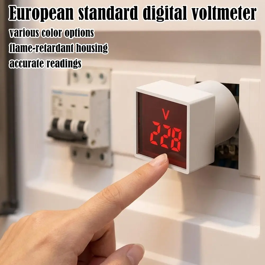 AC 220V/230V Portable Voltmeter LED Digital Display Voltage Measurement Monitor EU Plug Square Voltmeter