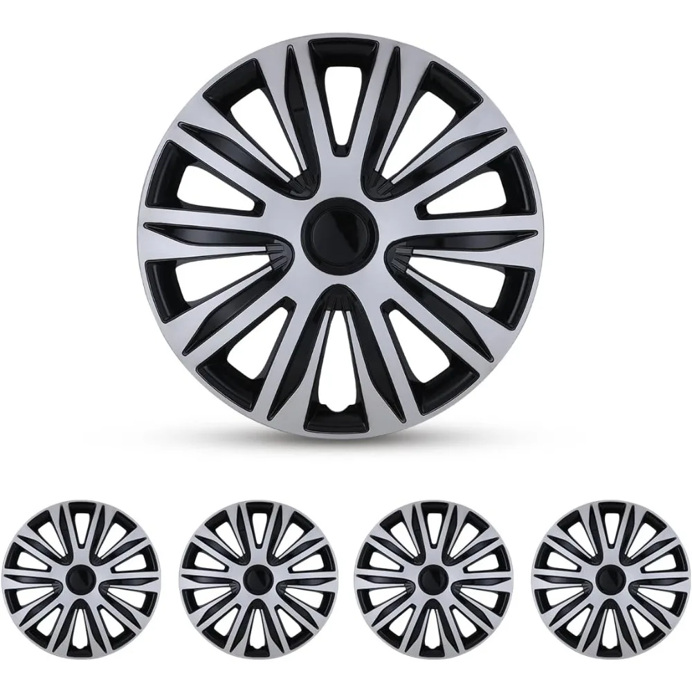

17 Inch Hubcaps Set of 4 Universal Wheel Rims Cover Hubcaps - Snap On Car Truck SUV Steel Wheels Hubcap and Durable ABS+PC Mate