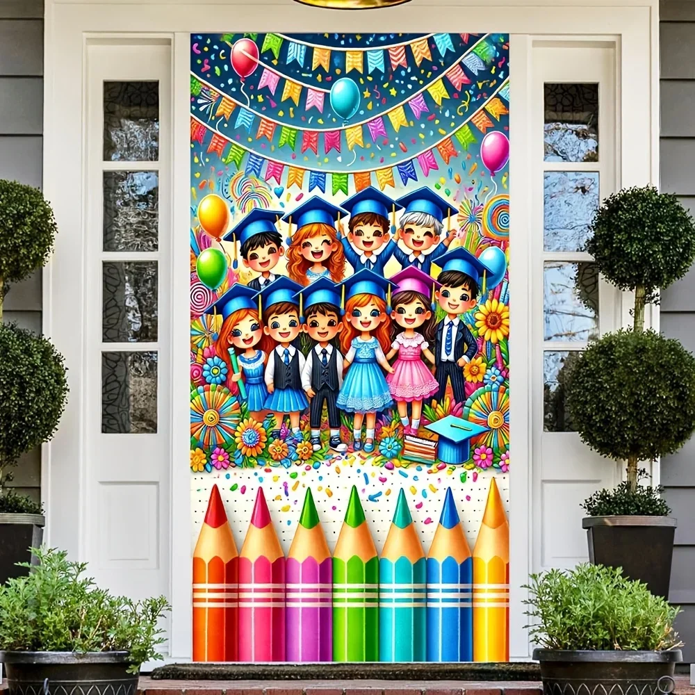 1 Polyester-Abschlussbanner, 100% Polyester-Wandbehang als Hintergrund