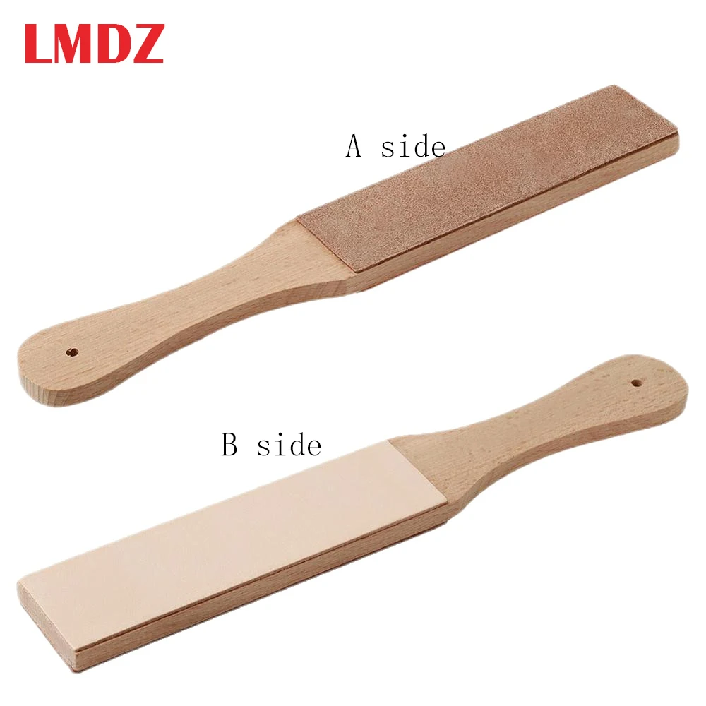 LMDZ 1PC Sharpening Board Leather Craft Sharpener Wooden Handle Dual Sided DIY Leather Polishing Board Tool No Polishing Paste