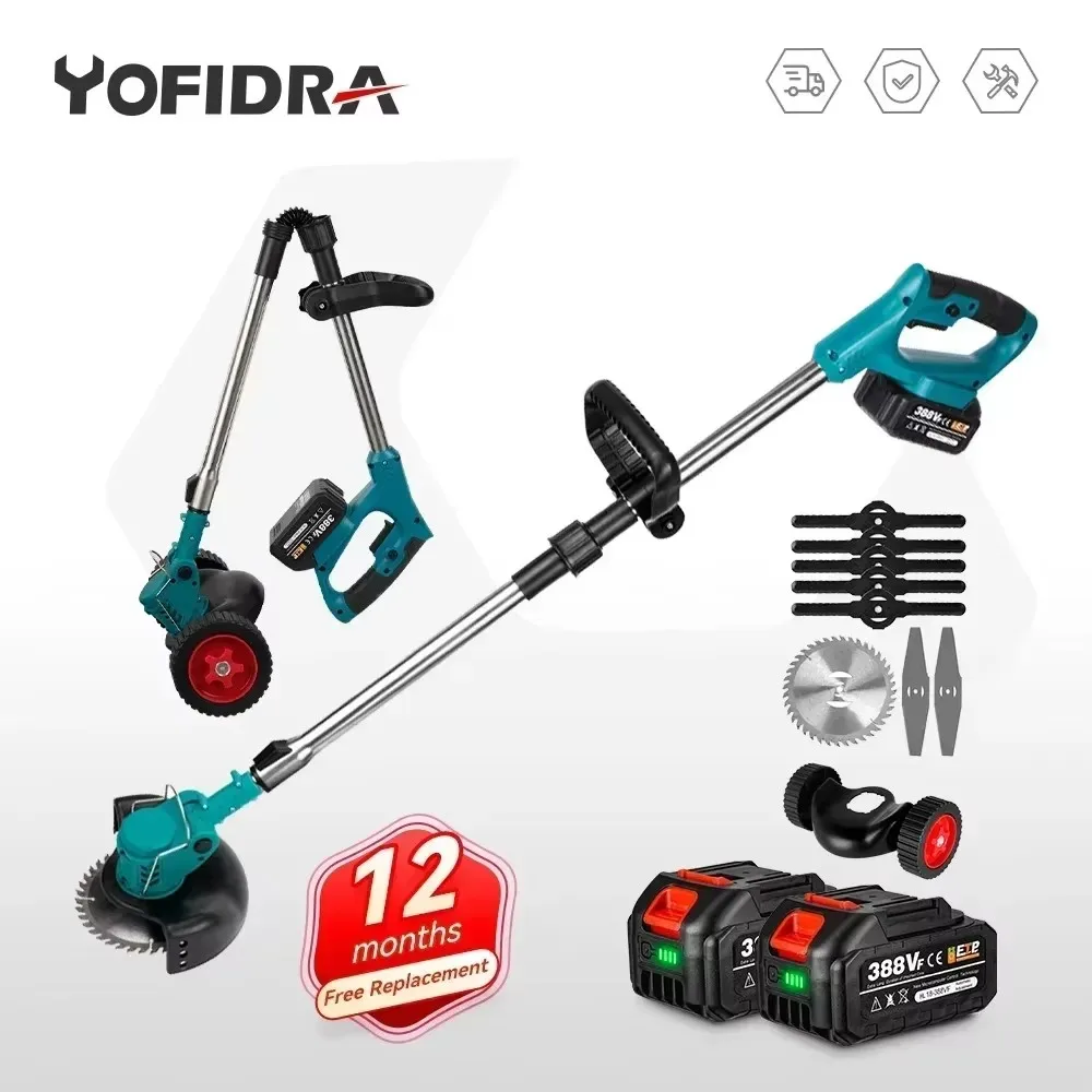 Cordless Electric Lawn Mower Foldable Adjustable Trimmer Efficient Garden Pruning Cutting Power Tools For Makita 18V Battery