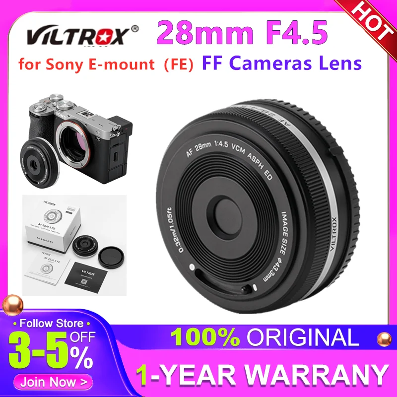 Viltrox AF 28mm F4.5 FF Cameras Lens Full Frame Auto Focus Lens For Sony FE Series Cameras like For Sony zve10 A6000