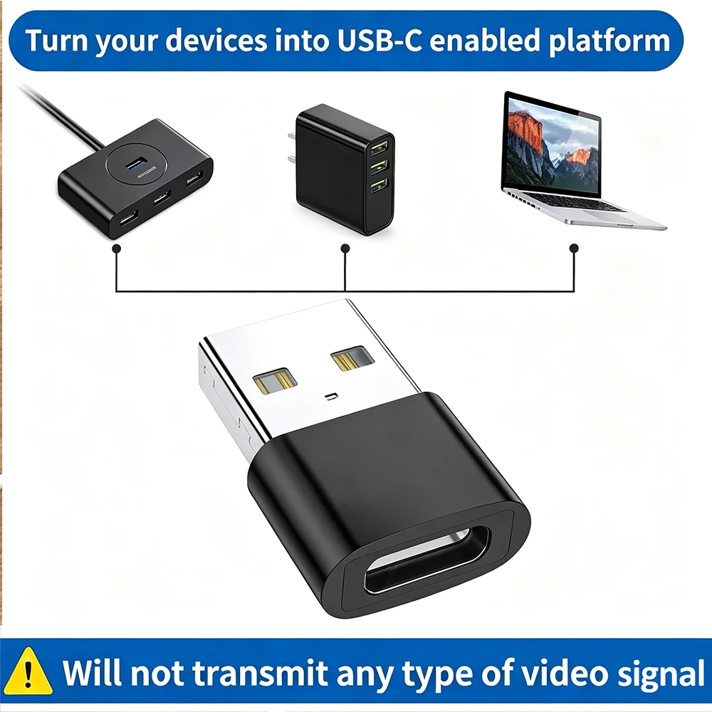 3-teiliges USB-C-auf-USB-A-Adapter-Set, Typ-C-Ladegerät, Netzteil für iPhone, Airpods, iPad Air, Samsung, Xiaomi, Redmi, Huawei, Honor. – Detail 3