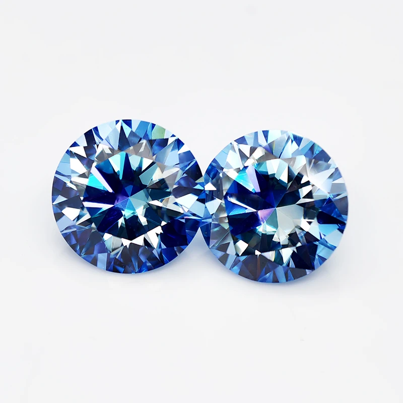 

New Klein Blue Round cut Moissanite Diamonds 5.0-11.0mm Pass Diamond Tester GRA Certificate for Jewelry Making