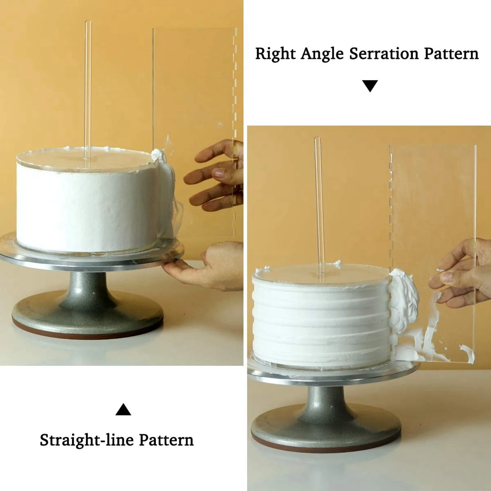 ABXF-2 Set Acrylic Round Cake Disk Set - Cake Discs Circle Base Boards With Center Hole - Comb Scrapers (4 Patterns)
