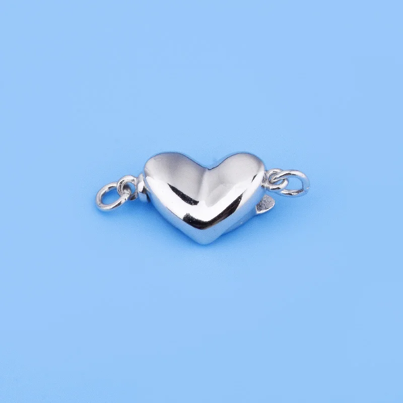 925 sterling silver pearl buttonhead press heart plunger buckle Handmade DIY bracelet necklace connection buckle