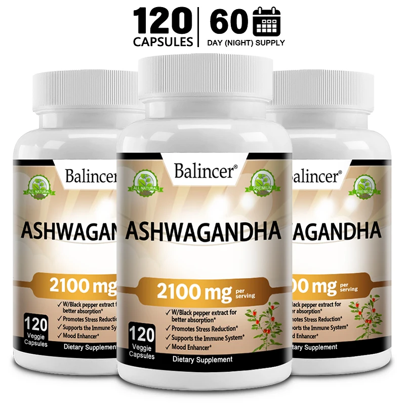 Organic Ashwagandha Capsules - Natural Anxiety Relief, Improves Mood, Helps with Immunity and Thyroid Function, Anti-anxiety