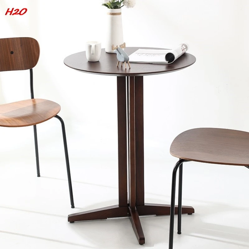 H2O Walnut Round Table Raw Wood Dining Table Fashion Reception Room Reception Cafe Milk Tea Shop Meeting Room Table Hot New