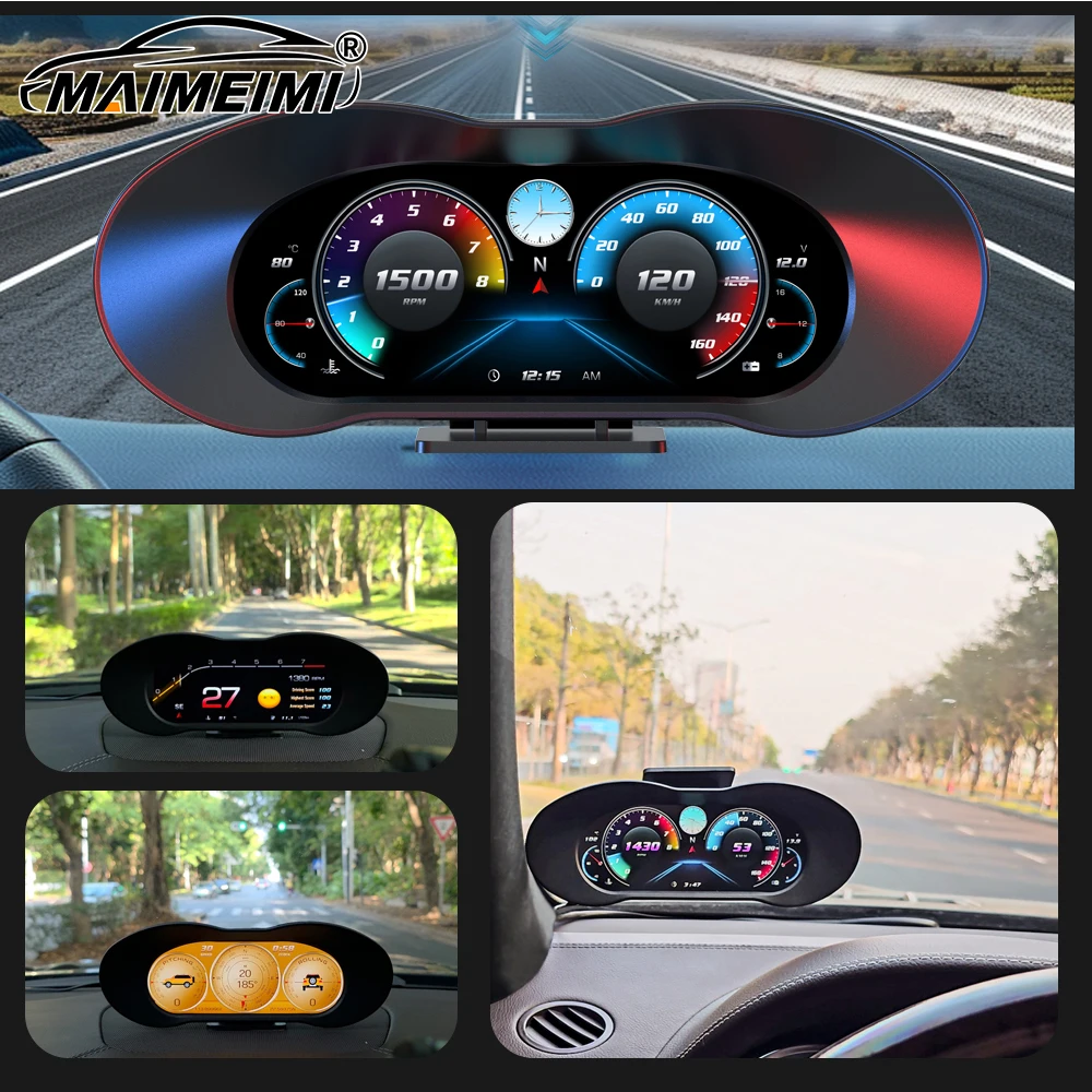 Car HUD Head Up Display P5 OBD2+GPS+Turbine+Slope+Accelero+Atmosphere Auto Digital Speedometer Water Oil Temp On-board Computer