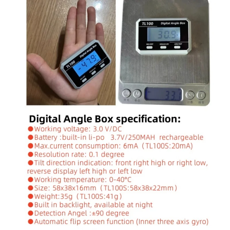 Horizontal Angle Meter Protractor Pitch Gauge Laser Digital Angle Box High-precision Electronic Inclinometer Model Aircraft Tool