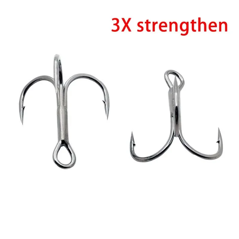 OUTKIT 5pcs/box 3xStrengthen Super Strong Twins Steel Alloy Sharp Lure Treble Hook 6# 8# 10# 12# Fishing Tackle Hook Fishing Box