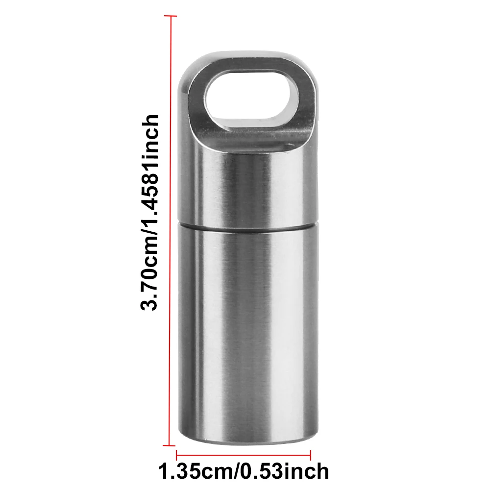 Mini Pendants Keychain Pill Case Portable Pill Storage Box Camping Firstaid Pendant Medicine Boxes Stainless Steel Waterproof