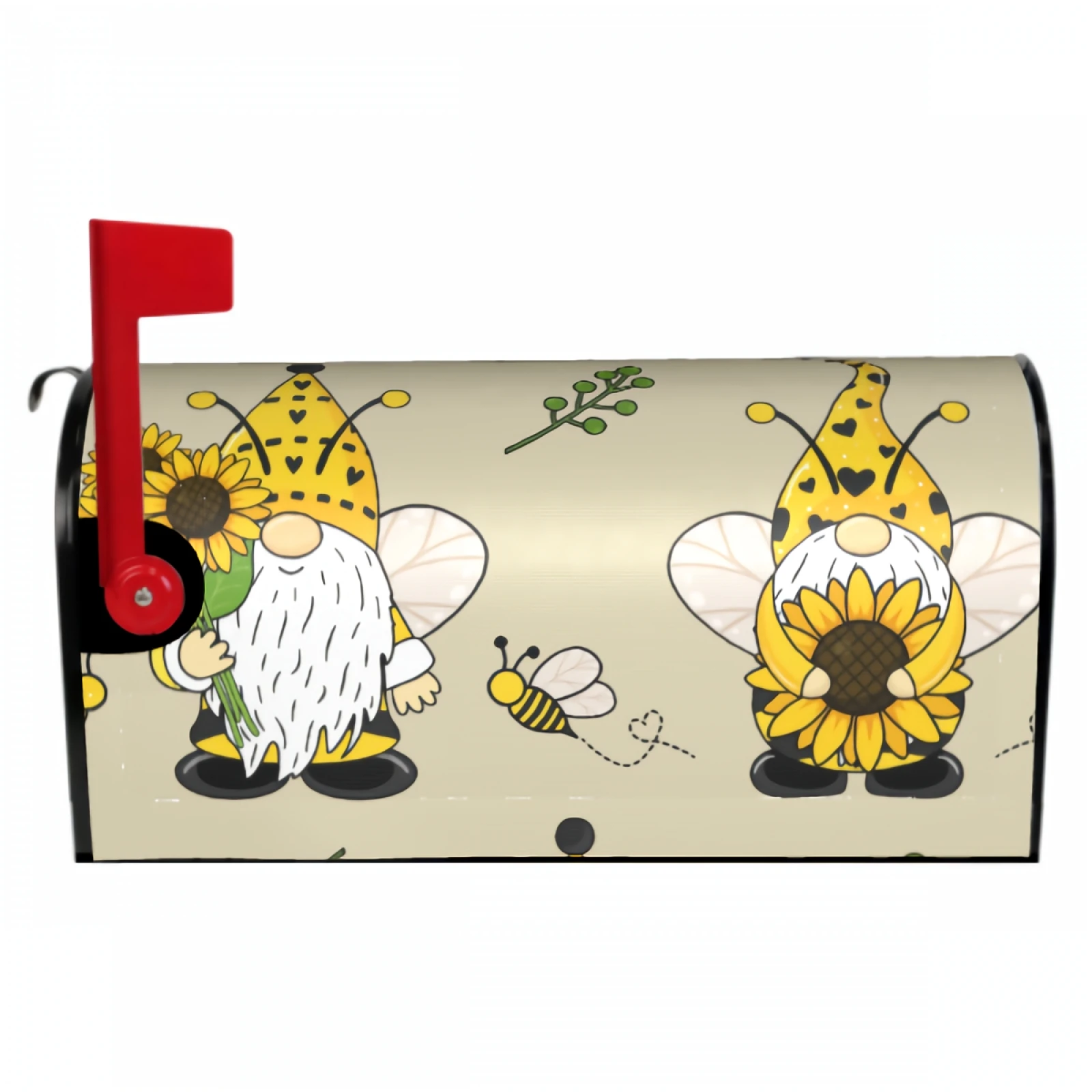 Cute Gnomes Magnetic Mailbox Cover Yellow Sunflowers Magnetic Mailbox Cover Waterproof Mailbox Wraps Post Letter Box Decor