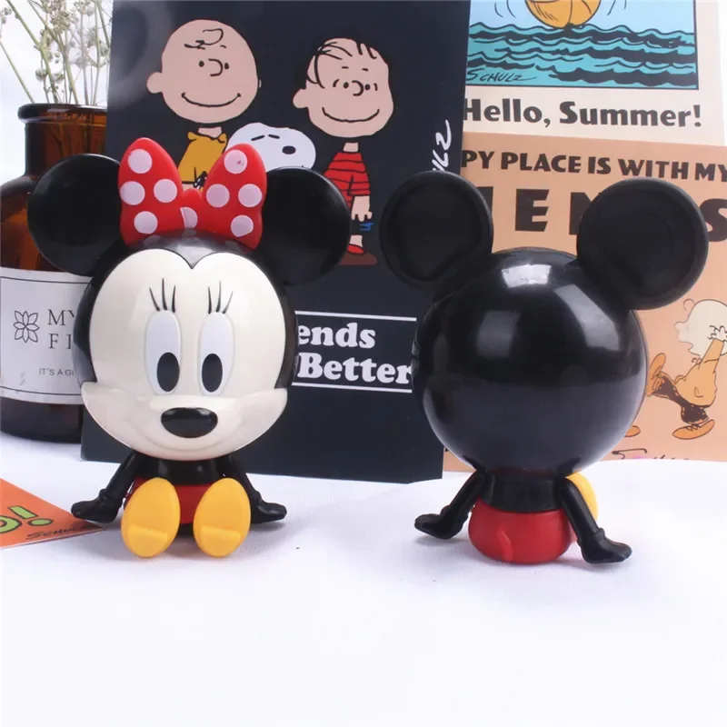 2pcs/lot miniso Minnie Figurine Sit Design Mickey Mouse PVC Doll Collectible Toys For Kids Brinquedos Gift