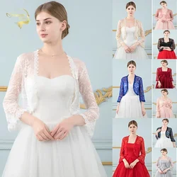 Red Lace Wedding Top Jacket Bridal Wraps Shrugs for Women For Evening Dress Bride Bolero Cape De Mariage Wedding Accessories