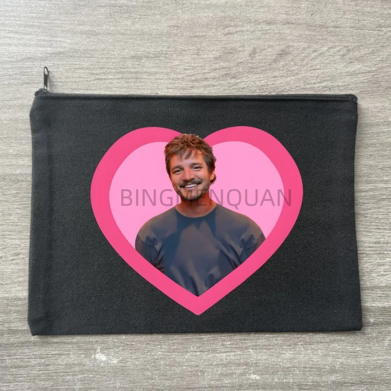 

Косметичка Pedro Pascal из холщовой ткани, портативная дорожная черная косметичка на молнии, легкая женская сумка для мелочей