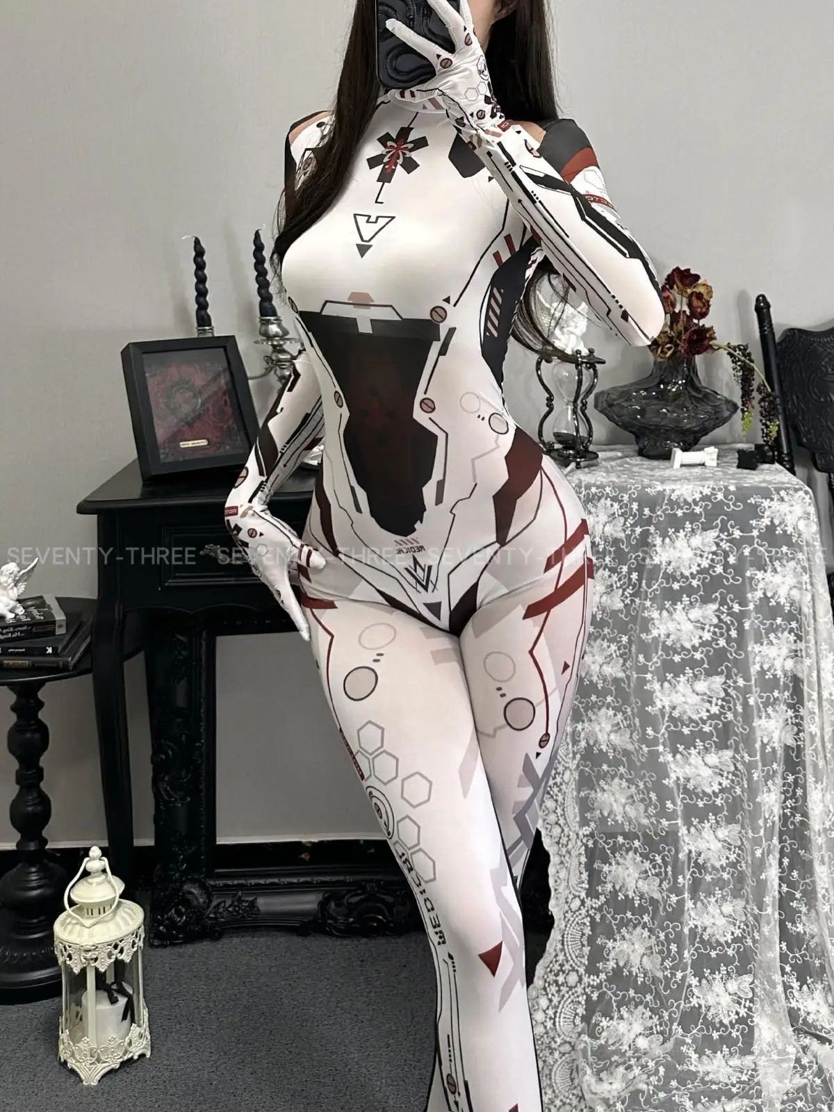 Anime Cyber Mechanical Combat Mecha Clothes Virtual World Punk Body ajustado Body-Stocking disfraz de Cosplay para mujer