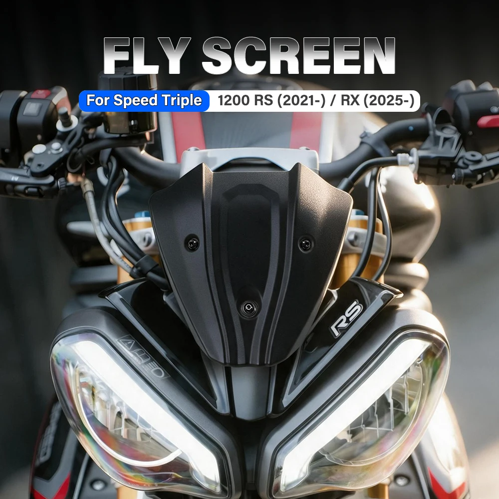 Motorcycle Windscreen Windshield Wind Deflector Fairing Protector Small Fly Screen For Speed Triple 1200 RS 2021- 1200 RX 2025-
