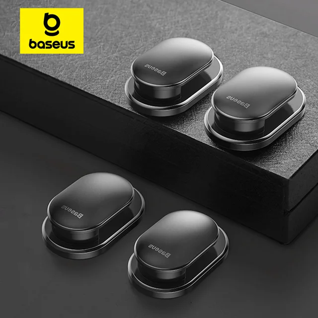 Baseus 4Pcs/Lot Haki samochodowe Organizer Wieszak do przechowywania kabla USB Słuchawki Przechowywanie kluczy Akcesoria samochodowe Wieszak samochodowy z haczykiem samoprzylepnym