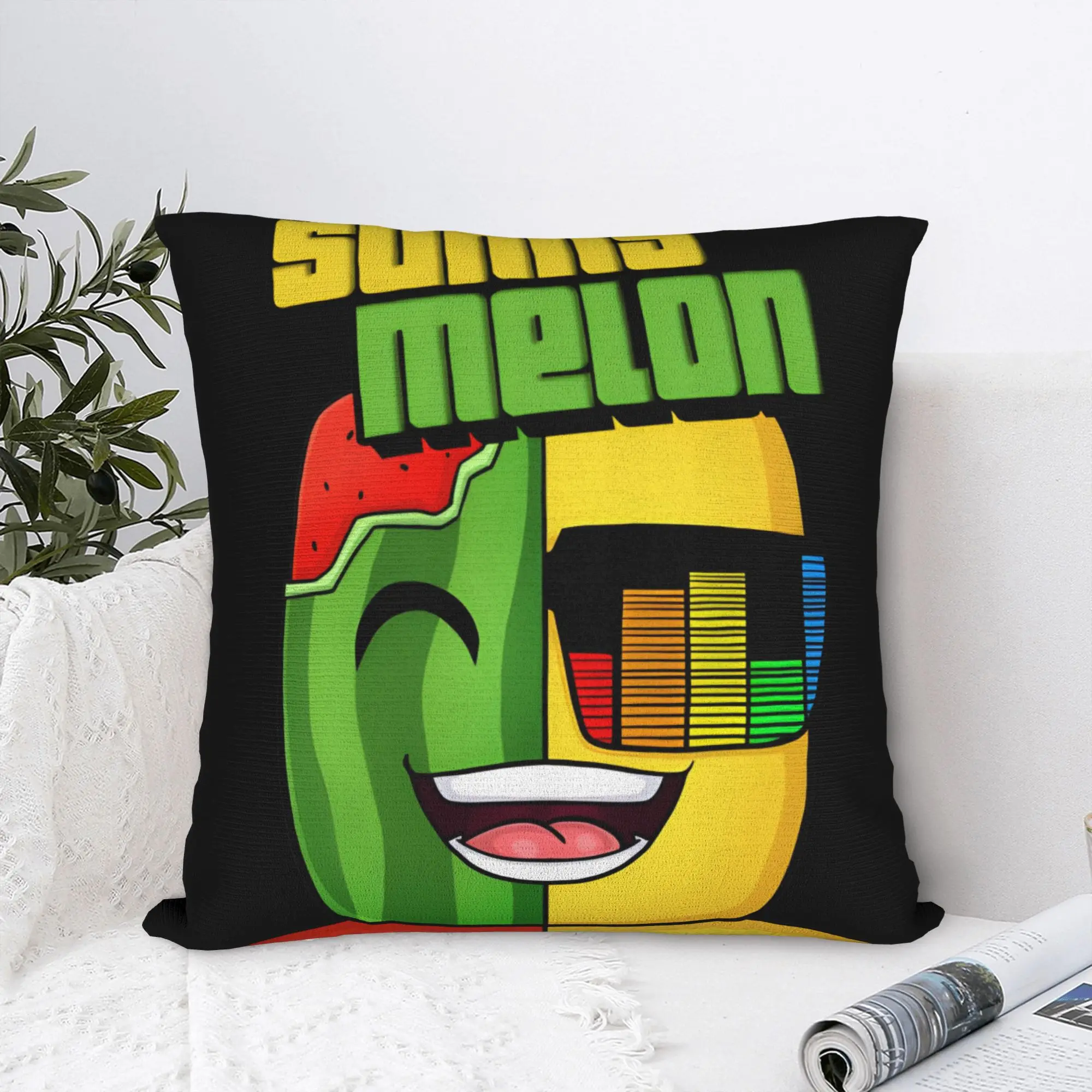 Pillow Cover Sunny And Melon Split Half Face Combined Portrait  Morden Pillow Case For Chair Sofa Home Decor Pillowcases