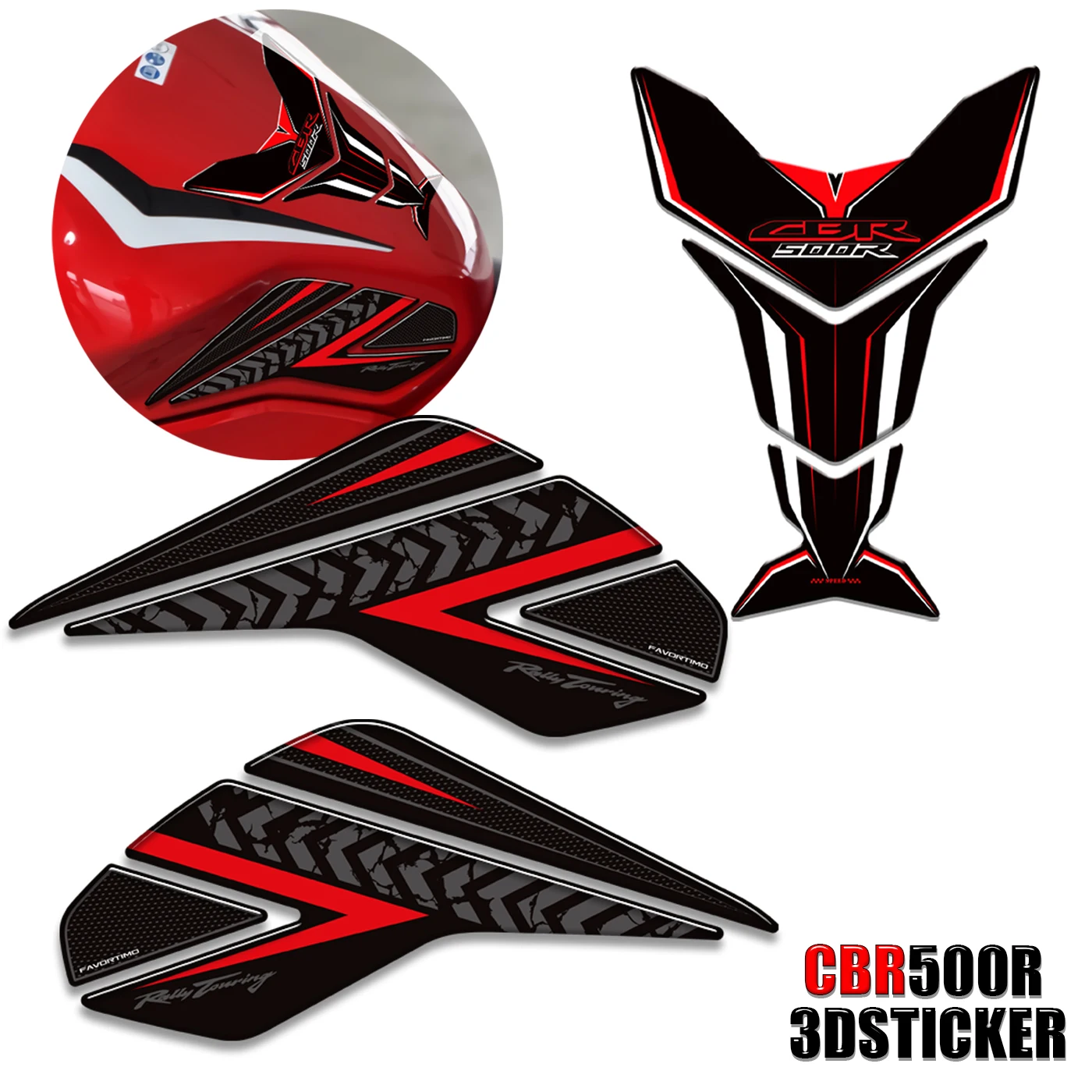 Stiker pelindung 3d, aksesori sepeda motor untuk Honda CBR500R 2024, stiker bahan bakar 3d, perekat