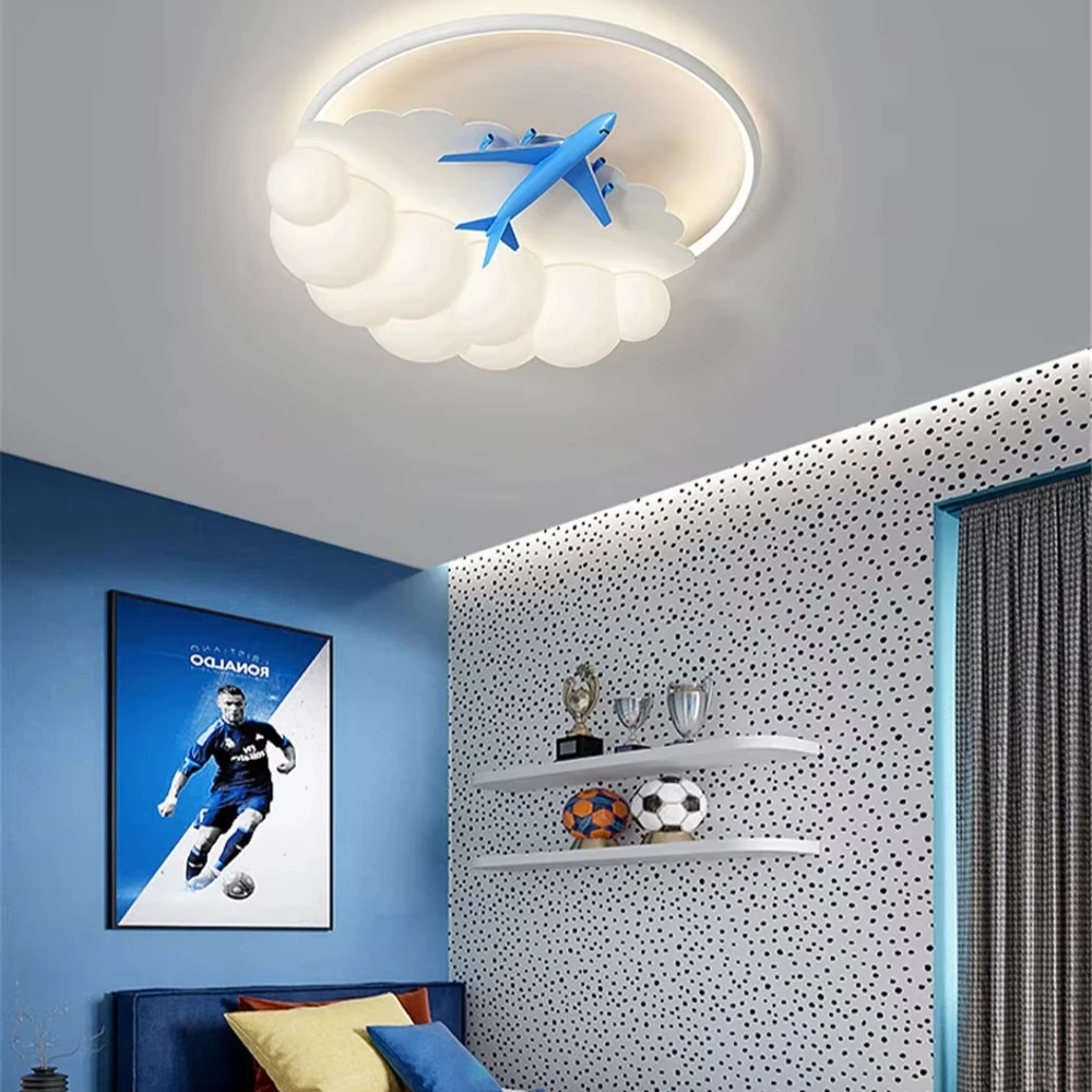 Children Creative Aircraft Acrylic Clouds Led Ceiling Lamp Changeable For Living Room Bedroom Study Remote Art Lighting Fixtures