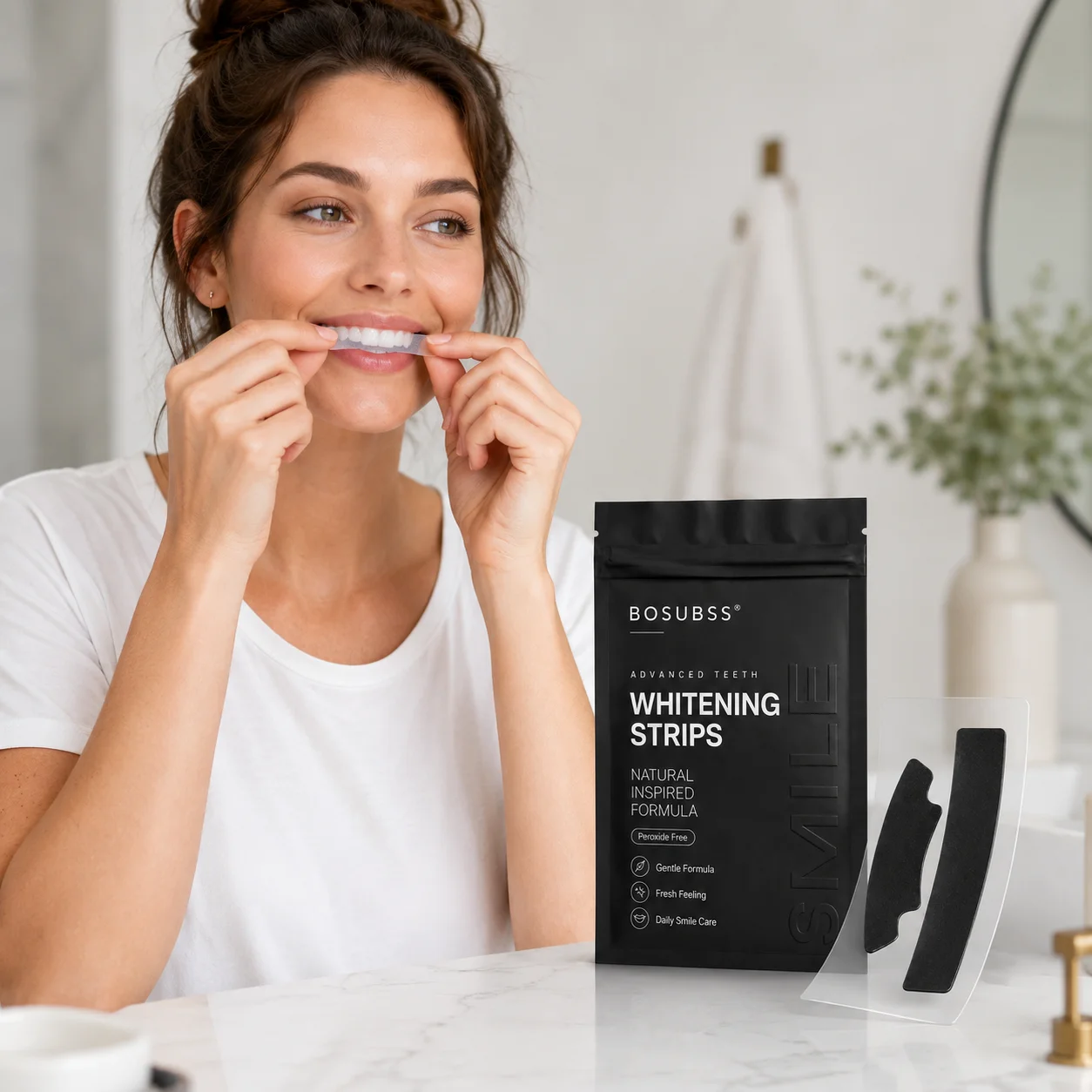 4pcs Black Smile Care Strips, Oral Beauty Teeth Stickers, Peroxide Free Daily Smile Routine, Gentle Fit Easy Home Use