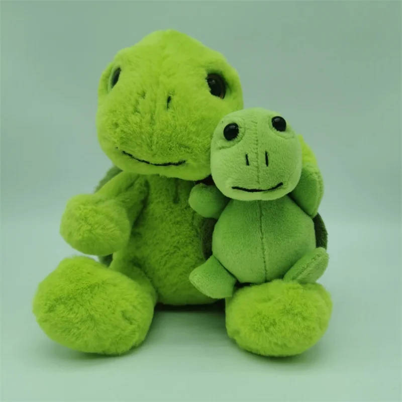 Super cute simulation animal, little green turtle with plush toys, baby Christmas gift souvenir