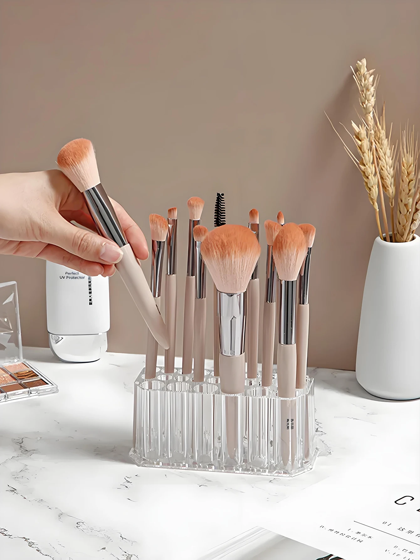 1pc Clear Acrylic 26Hole Brush Stand Multifunctional Makeup Brush Holder Display Case for Nail Art Tools and Cosmetic Brushes view 3