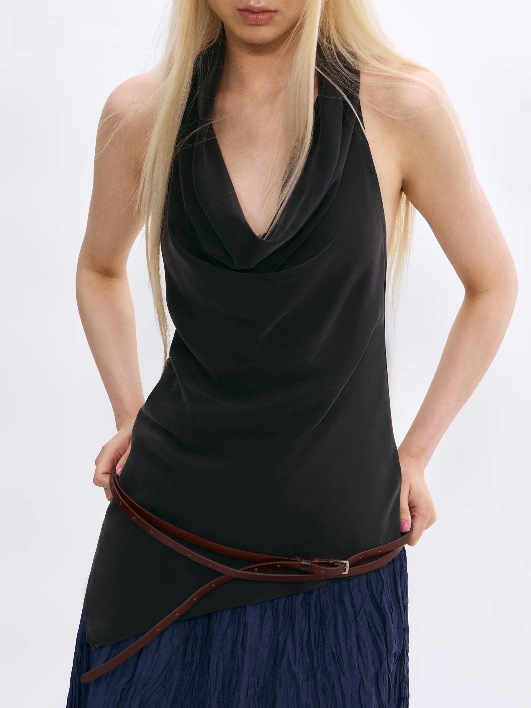 VERMO Cool Copper Ammonia Fiber Comfortable Skin-friendly Breathable Hanging Neck Top Women's Vest Summer Regular Length
