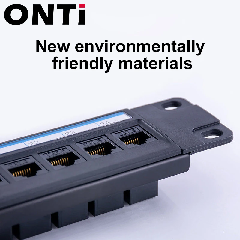 CAT6 من خلال لوحة تصحيح المقرنة ، كابل شبكة RJ45 ، 19in ، 1U مع شريط خلفي ، Rackmount ، CAT6A ، UTP Keystone Jack ، 24 منفذ