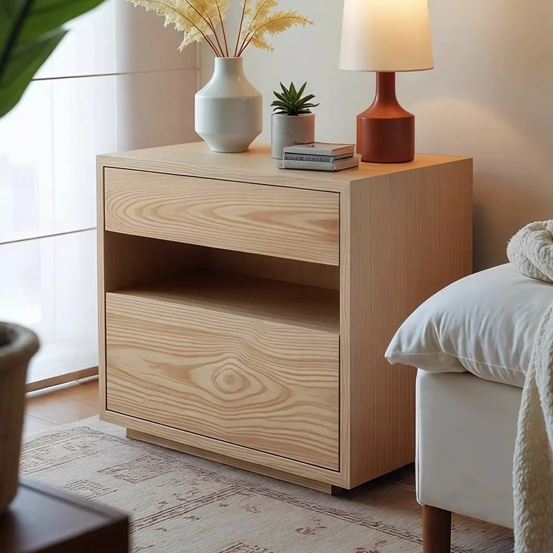 Medieval solid wood bedside table, living room, bedroom, household bedside storage cabinet, locker
